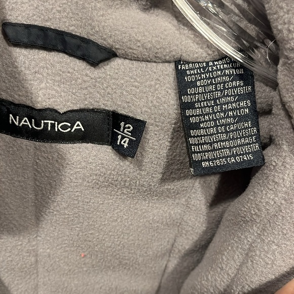 NAUTICA BIG BOY LOGO size 12-14 Hooded zip up w pockets EUC WINTER COAT w detail - Picture 4 of 9